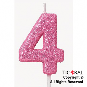 VELA NUMERAL CHICO 5.5 CM CON GIBRE ROSA NUMERO 4 x 1